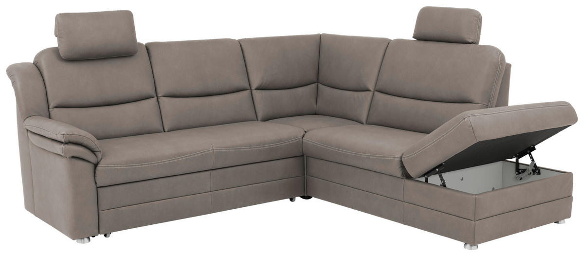 ECKSOFA in Mikrofaser Grau  - Beige/Alufarben, Konventionell, Textil/Metall (239/219cm) - Carryhome