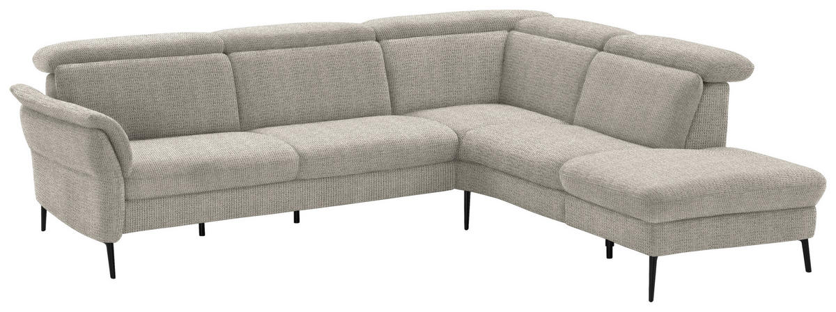 ECKSOFA in Struktur Taupe  - Taupe/Schwarz, Modern, Textil/Metall (275/235cm) - Cantus