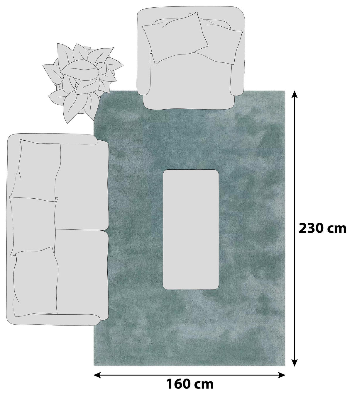 HOCHFLORTEPPICH 160/230 cm Relaxx Türkis  - Türkis, Basics, Textil (160/230cm) - Esprit