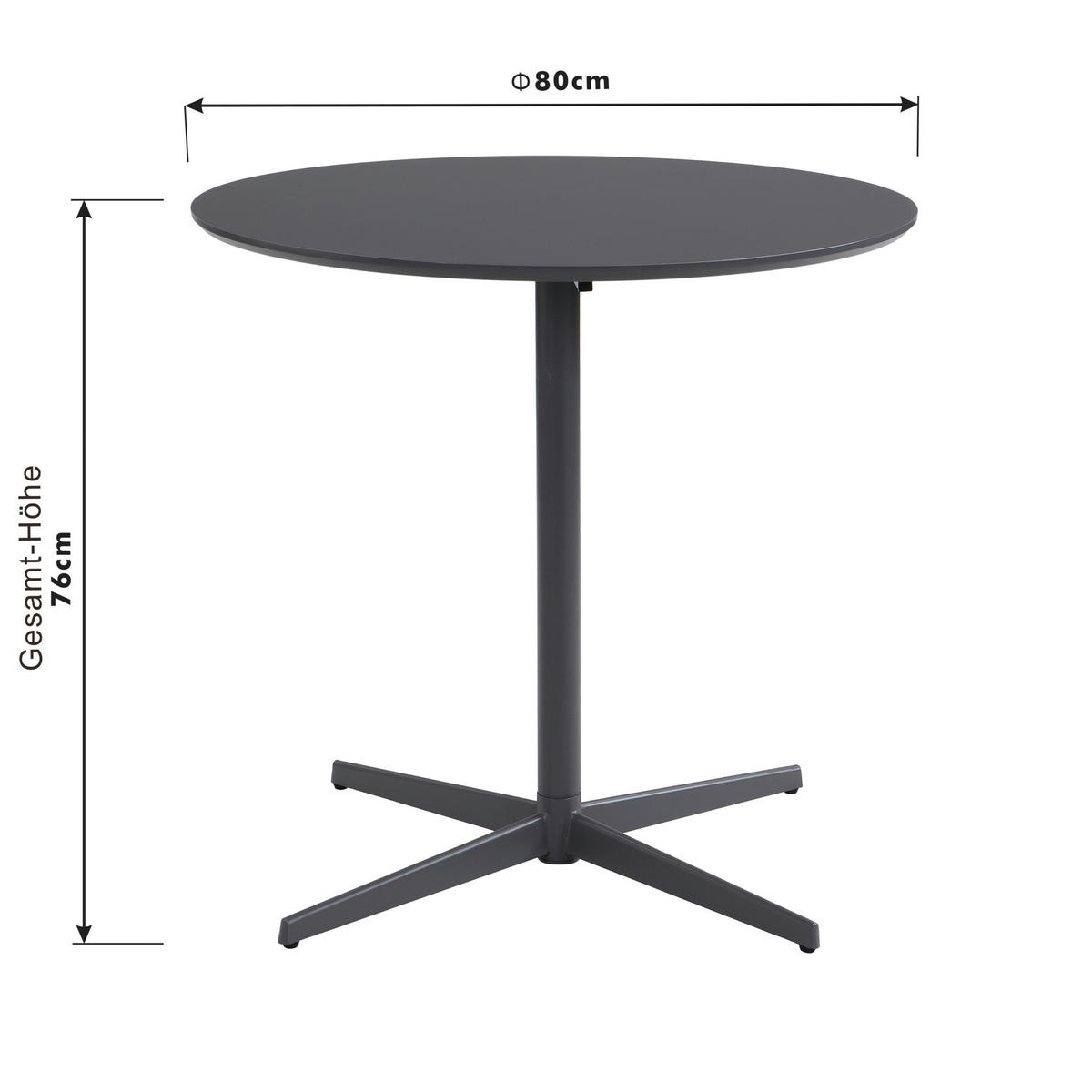 ESSTISCH in Metall, Holzwerkstoff  - Grau, KONVENTIONELL, Holzwerkstoff/Metall (80/76/80cm) - P & B