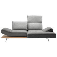 ECKSOFA in Flachgewebe Hellgrau  - Chromfarben/Hellgrau, Design, Holz/Textil (240/132cm) - Koinor