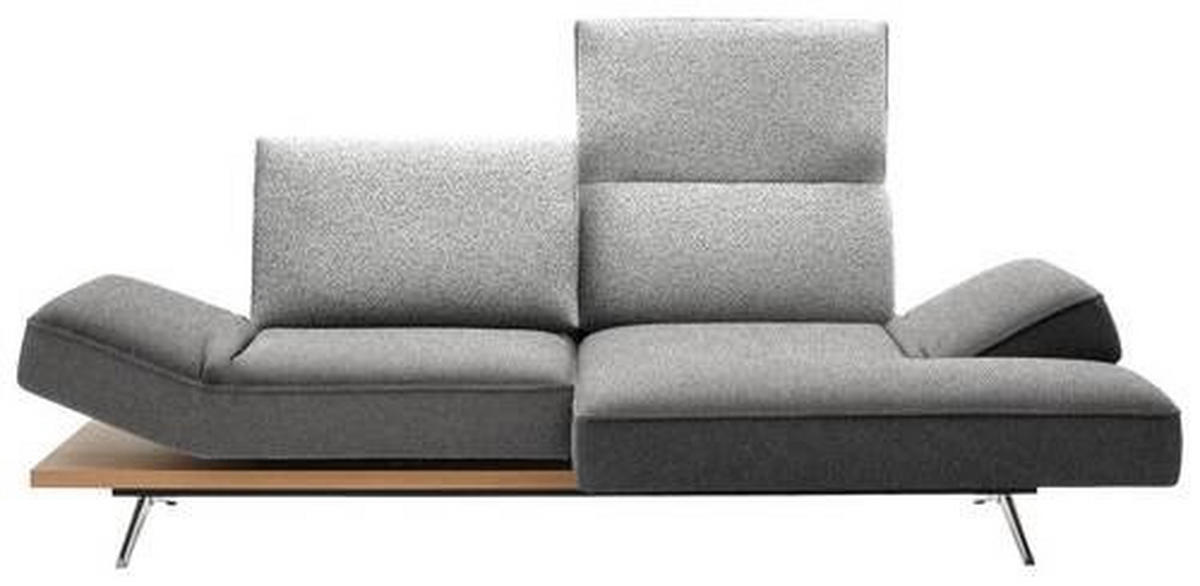 ECKSOFA in Flachgewebe Hellgrau  - Chromfarben/Hellgrau, Design, Holz/Textil (240/132cm) - Koinor