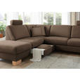 ECKSOFA in Mikrofaser Dunkelbraun  - Wildeiche/Dunkelbraun, KONVENTIONELL, Holz/Textil (236/286cm) - Voleo