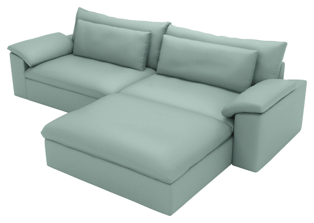 ECKSOFA  Chenille Mintgrün  - Schwarz/Mintgrün, Modern, Kunststoff/Textil (306/198cm) - Carryhome