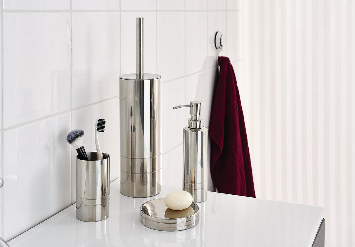 WC-BÜRSTE in Metall  Kunststoff   - Chromfarben, Basics, Kunststoff/Metall (9/38/9cm) - Sadena