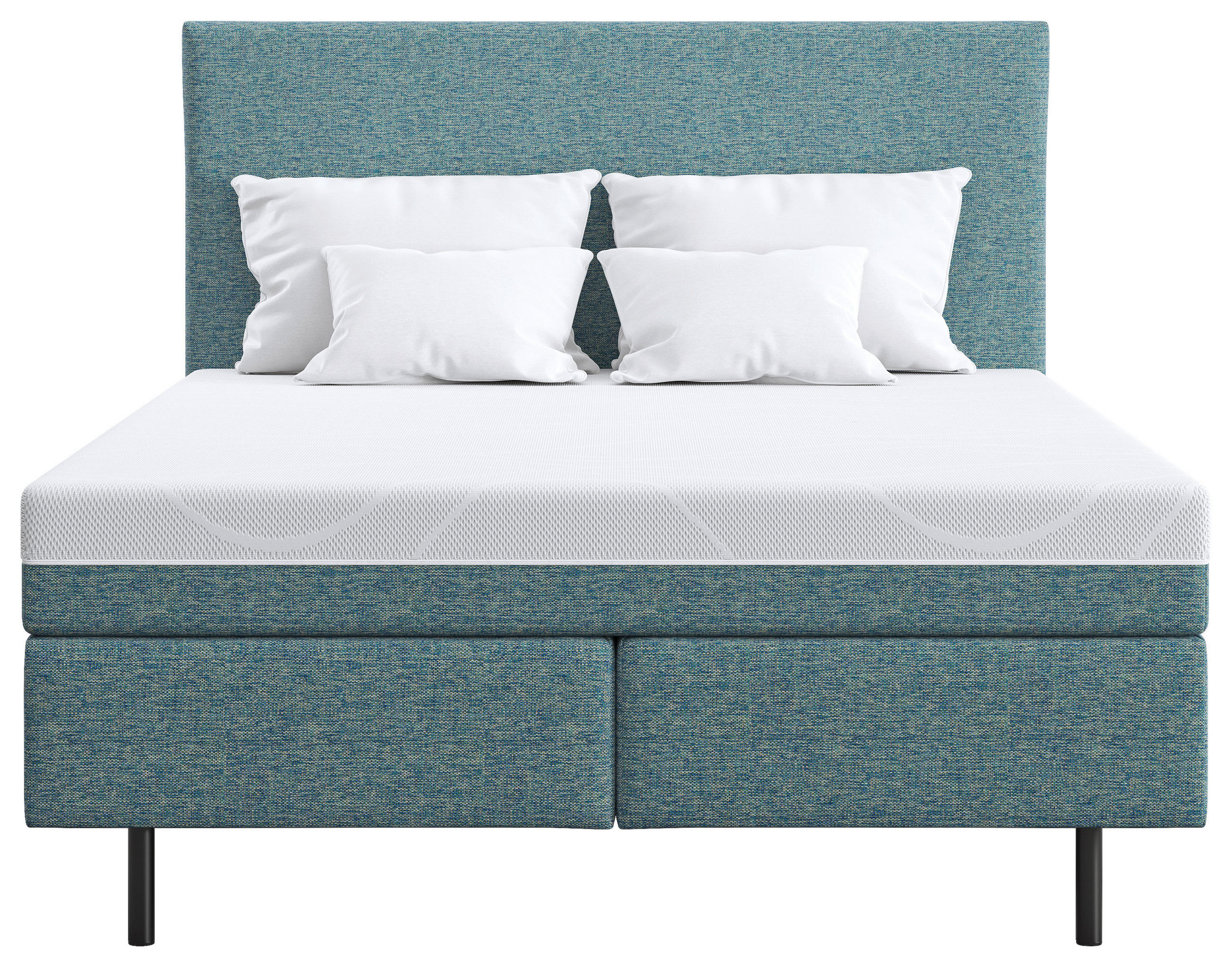 BOXSPRINGBETT 140/200 cm  in Hellblau  - Schwarz/Hellblau, Basics, Textil/Metall (140/200cm) - Schlaraffia