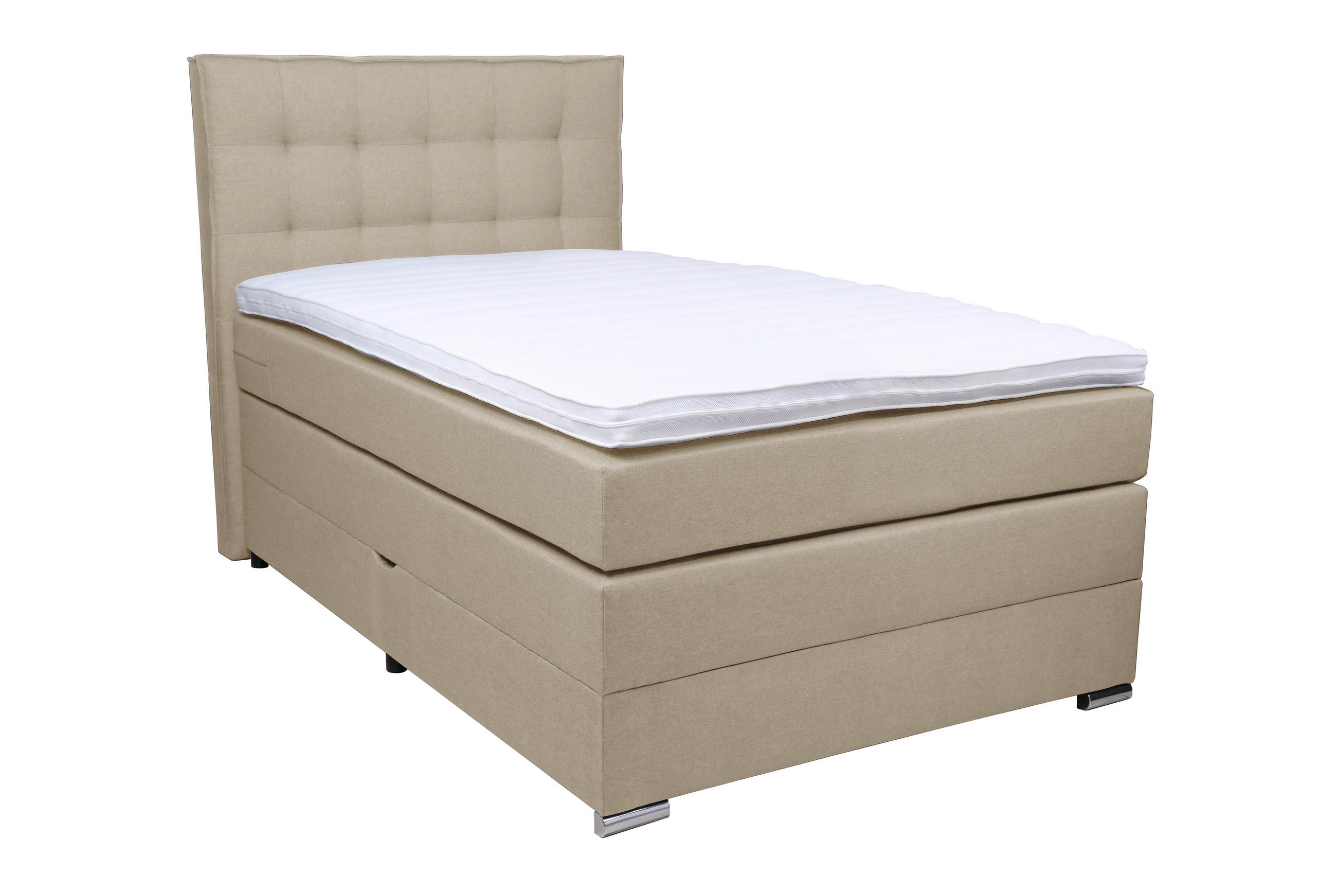 BOXSPRINGBETT 120/200 cm  in Beige  - Chromfarben/Beige, Konventionell, Kunststoff/Textil (120/200cm) - Boxxx