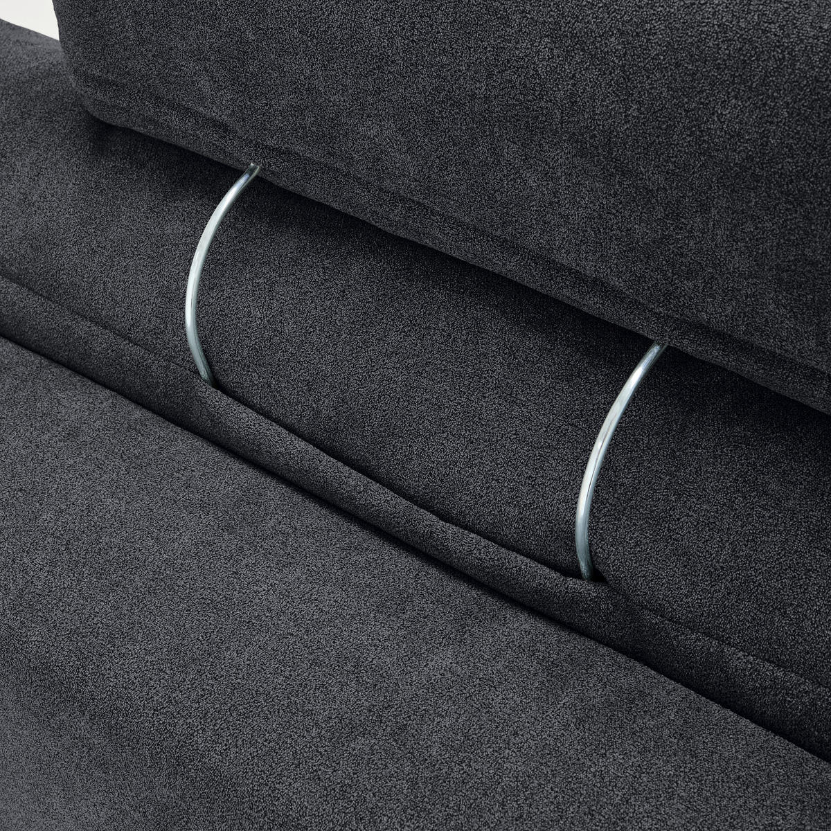 WOHNLANDSCHAFT Schwarz Velours  - Chromfarben/Schwarz, KONVENTIONELL, Kunststoff/Textil (198/363/170cm) - Hom`in