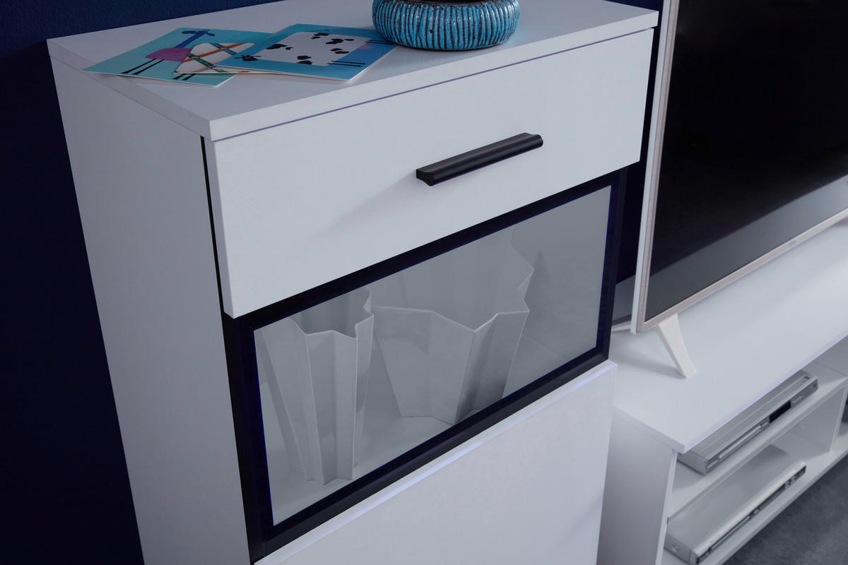 WOHNWAND  in Schwarz, Weiß  231/182/38 cm  - Schwarz/Weiß, KONVENTIONELL, Glas/Holzwerkstoff (231/182/38cm) - Boxxx