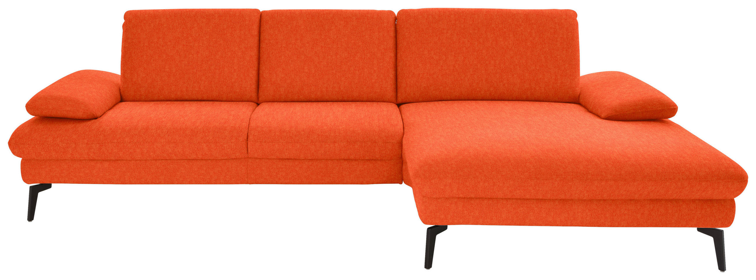 ECKSOFA in Chenille, Mikrofaser Orange  - Schwarz/Orange, Design, Textil/Metall (299/157cm) - Dieter Knoll