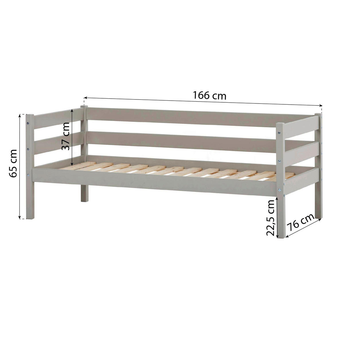 KINDER-/JUNIORBETT - Kieferfarben/Grau, MODERN, Holz (70/160cm) - MID.YOU