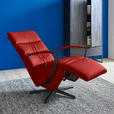 RELAXSESSEL in Leder Rot  - Rot/Schwarz, Design, Leder/Metall (64/112/80cm) - Cantus