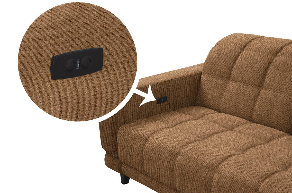 ECKSOFA in Webstoff Braun  - Schwarz/Braun, Design, Holz/Textil (302/216cm) - Xora