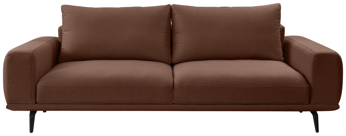 3-SITZER-SOFA in Webstoff Braun  - Schwarz/Braun, Modern, Textil/Metall (242/89/115cm) - MID.YOU