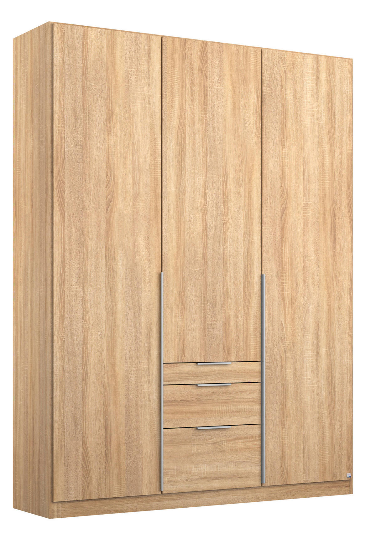 GARDEROB MED GÅNGJÄRN 136/229/54 cm 3-dörrar - Sonoma ek/aluminiumfärg, Modern, trämaterial (136/229/54cm) - Rauch Möbel