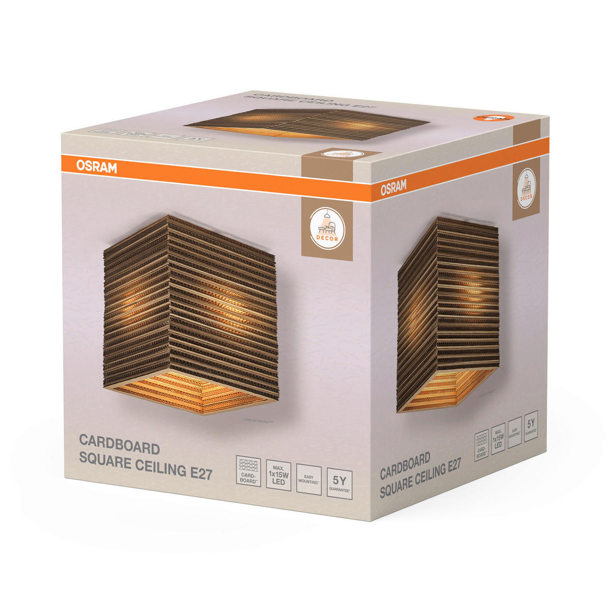DECKENLEUCHTE    25/25/26 cm  - Natur, Karton/Metall (25/25/26cm) - Osram