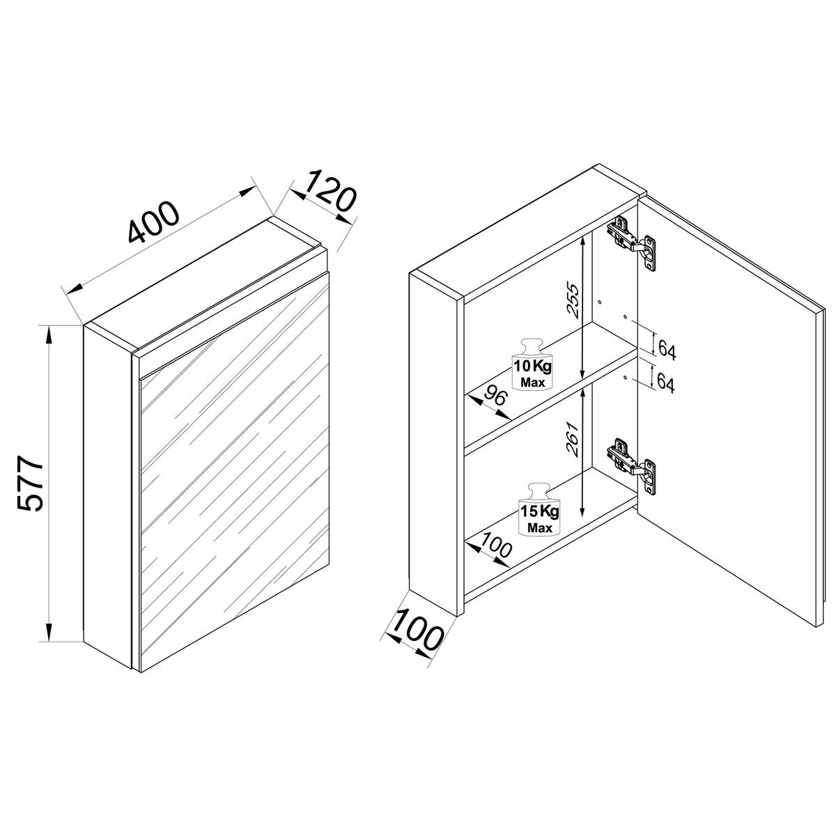 SPIEGELSCHRANK 40/58/12 cm  - Honigeiche/Weiß, Trend, Glas/Holzwerkstoff (40/58/12cm) - MID.YOU