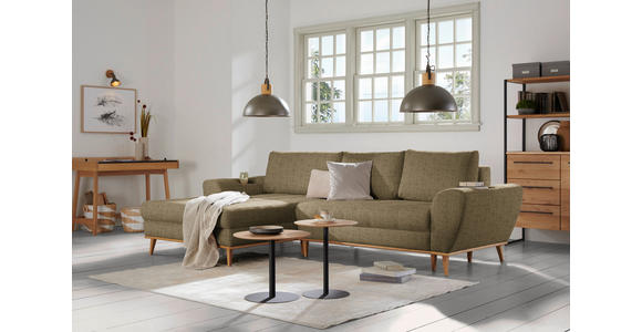 ECKSOFA in Webstoff Olivgrün  - Eichefarben/Olivgrün, Design, Holz/Textil (175/282cm) - Carryhome