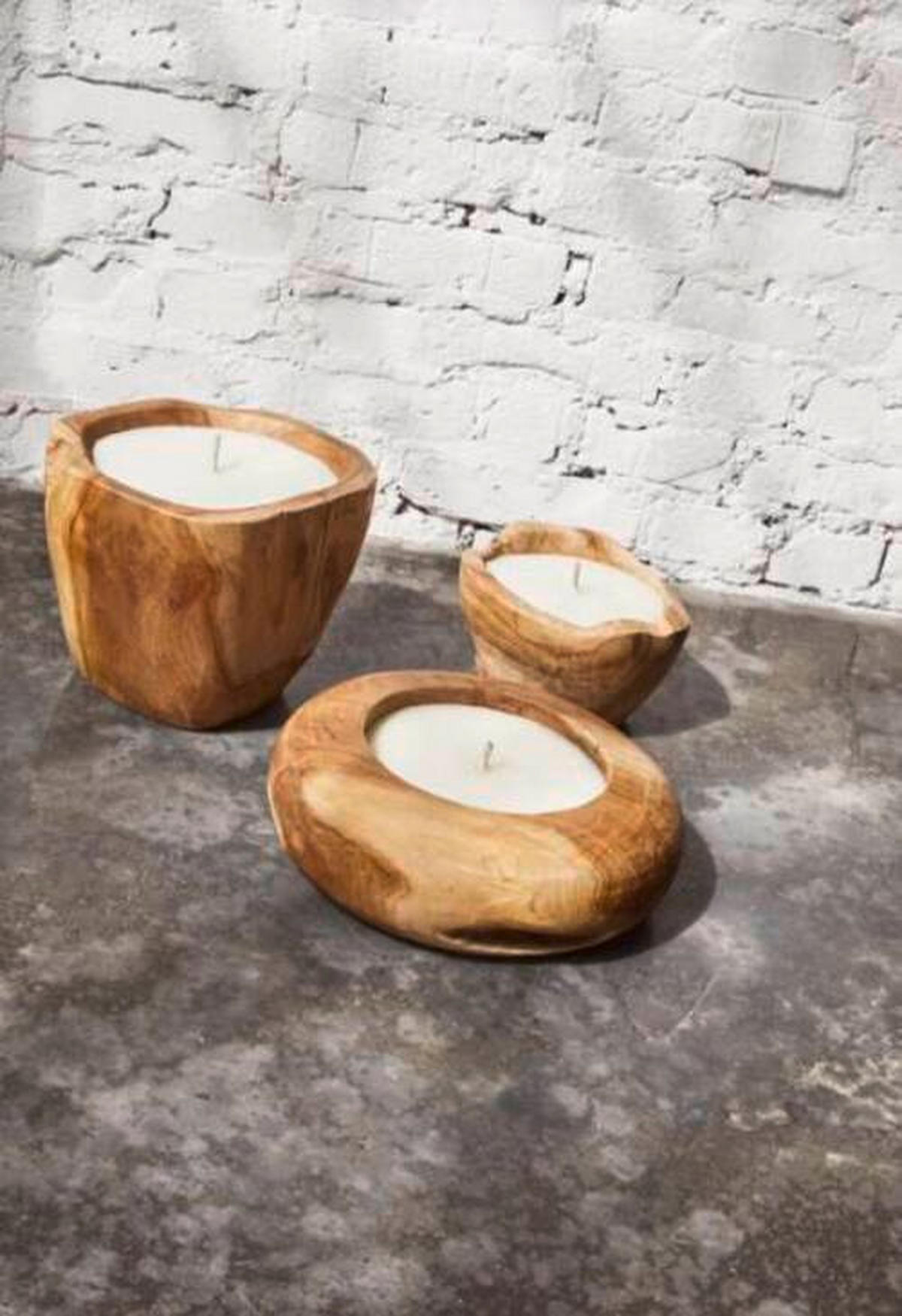 OUTDOORKERZE - Naturfarben/Weiß, Basics, Naturmaterialien/Holz (30/10cm) - FYNCH-HATTON