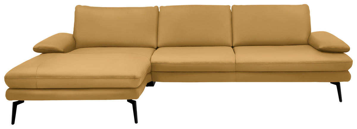 ECKSOFA in Echtleder Gelb  - Gelb/Schwarz, Design, Leder/Metall (180/310cm) - Dieter Knoll