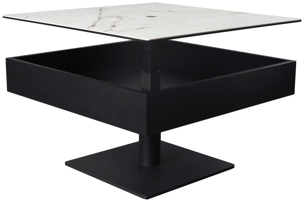 COUCHTISCH ESG 75/75/42-57 cm quadratisch Schwarz, Weiß  - Schwarz/Weiß, Basics, Glas/Keramik (75/75/42-57cm) - Dieter Knoll