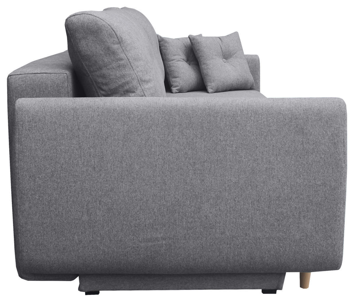 SCHLAFSOFA  mit Liegefunktion, Schlafen auf Sitzhöhe, Rücken echt Webstoff Grau  - Buchefarben/Grau, KONVENTIONELL, Holz/Textil (220/90/95cm) - Carryhome
