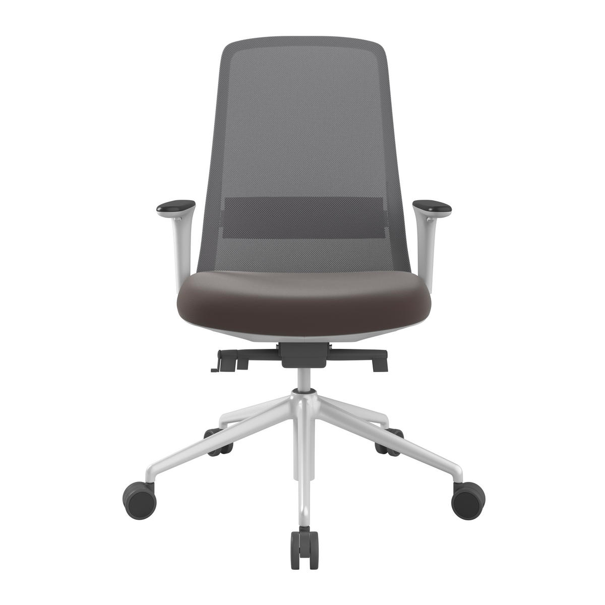 DREHSTUHL Lederlook Grau, Weiß, Dunkelbraun  - Dunkelbraun/Weiß, MODERN, Kunststoff/Textil (70/103-115/70cm)