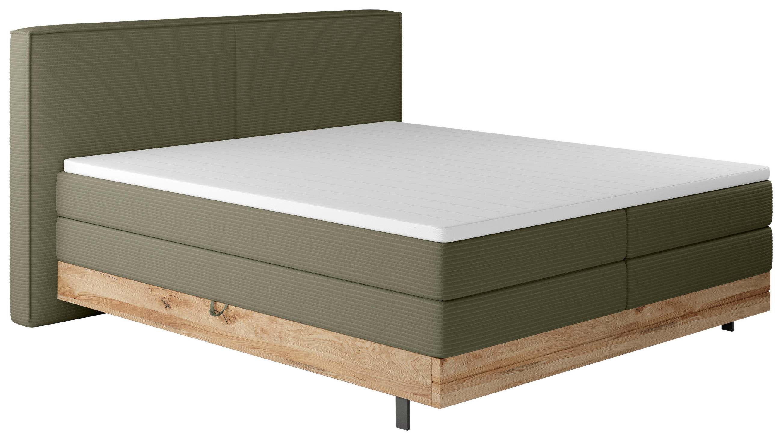 BOXSPRINGBETT 180/200 cm  in Olivgrün  - Schwarz/Olivgrün, Natur, Holz/Textil (180/200cm) - Valnatura