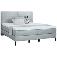 BOXSPRINGBETT 160/200 cm  in Hellgrau  - Hellgrau/Schwarz, Konventionell, Textil/Metall (160/200cm) - Dieter Knoll