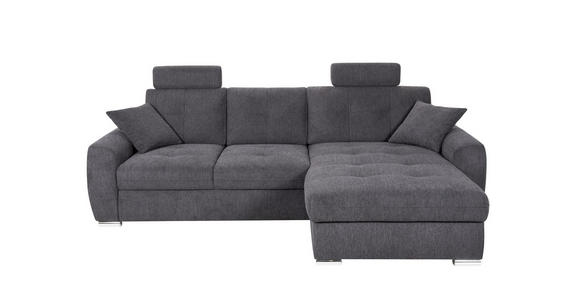 ECKSOFA in Mikrofaser Anthrazit  - Chromfarben/Anthrazit, Design, Kunststoff/Textil (278/193cm) - Hom`in