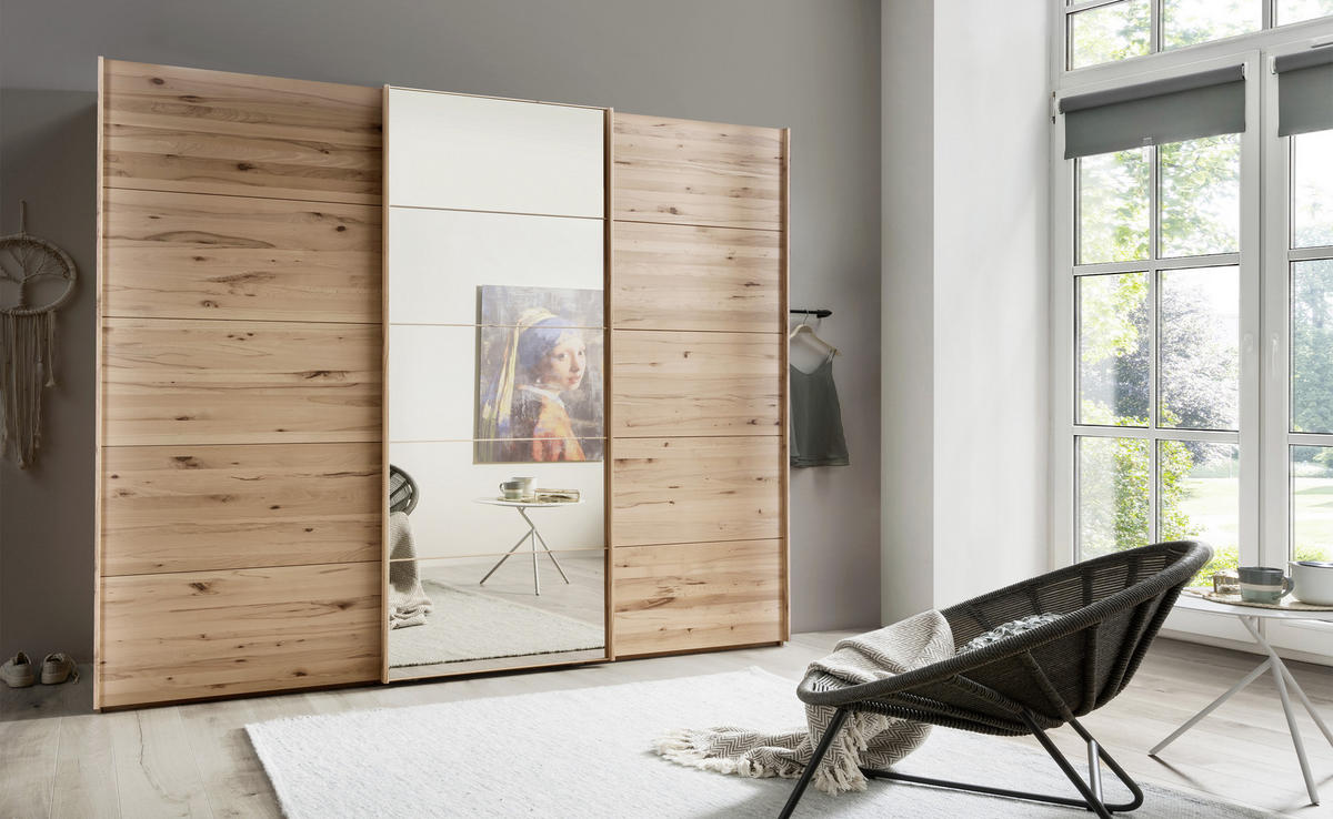 SCHWEBETÜRENSCHRANK 300/236/67 cm 3-türig Buchefarben  - Buchefarben, Natur, Glas/Holz (300/236/67cm) - Linea Natura