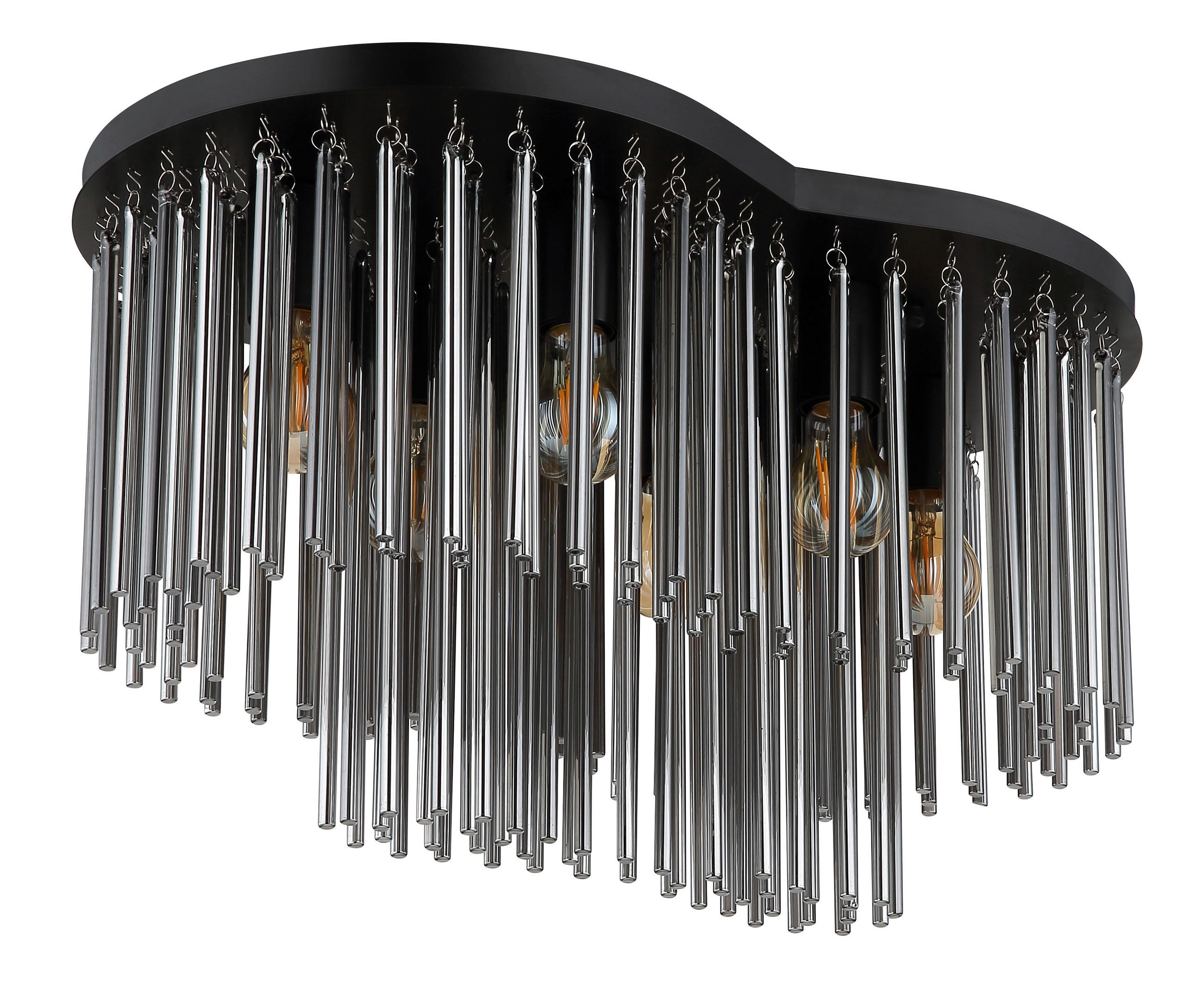 DECKENLEUCHTE GORLEY 60/35/34,5 cm   - Schwarz/Grau, KONVENTIONELL, Glas/Metall (60/35/34,5cm) - Globo