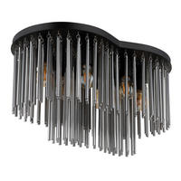 DECKENLEUCHTE GORLEY 60/35/34,5 cm   - Schwarz/Grau, KONVENTIONELL, Glas/Metall (60/35/34,5cm) - Globo
