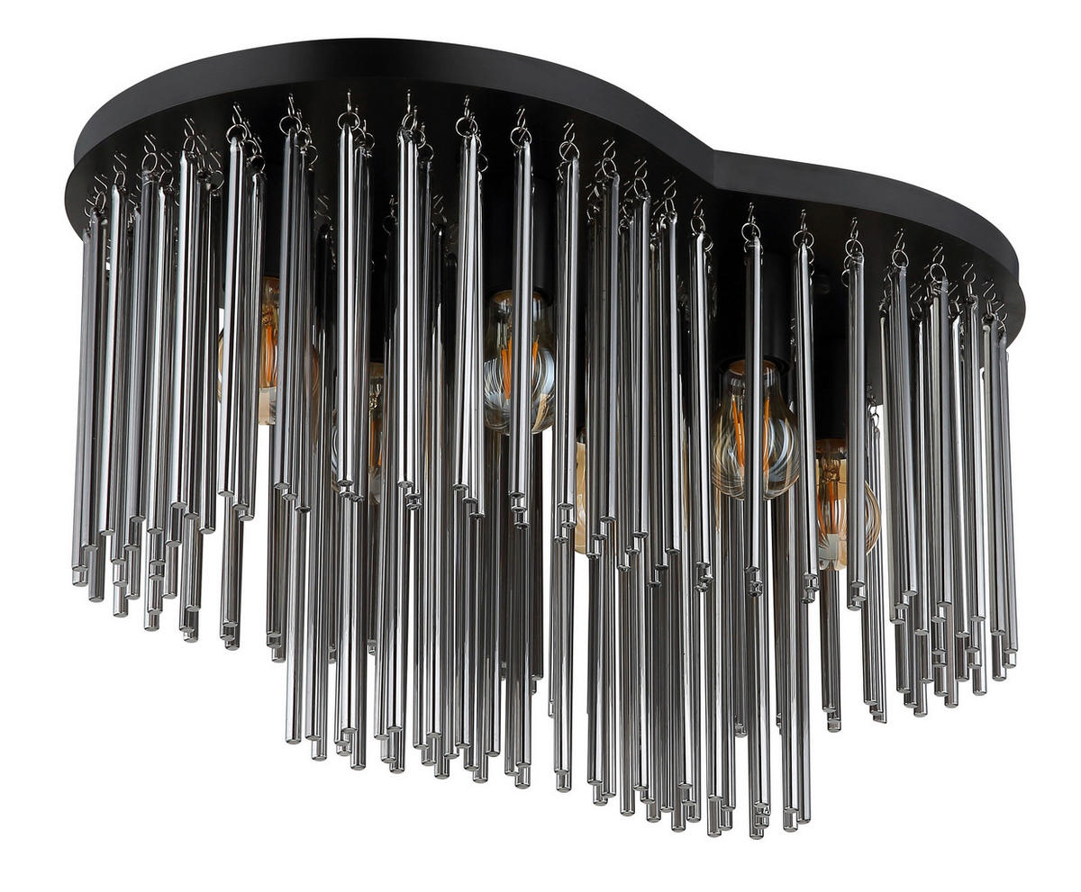 DECKENLEUCHTE GORLEY 60/35/34,5 cm   - Schwarz/Grau, KONVENTIONELL, Glas/Metall (60/35/34,5cm) - Globo