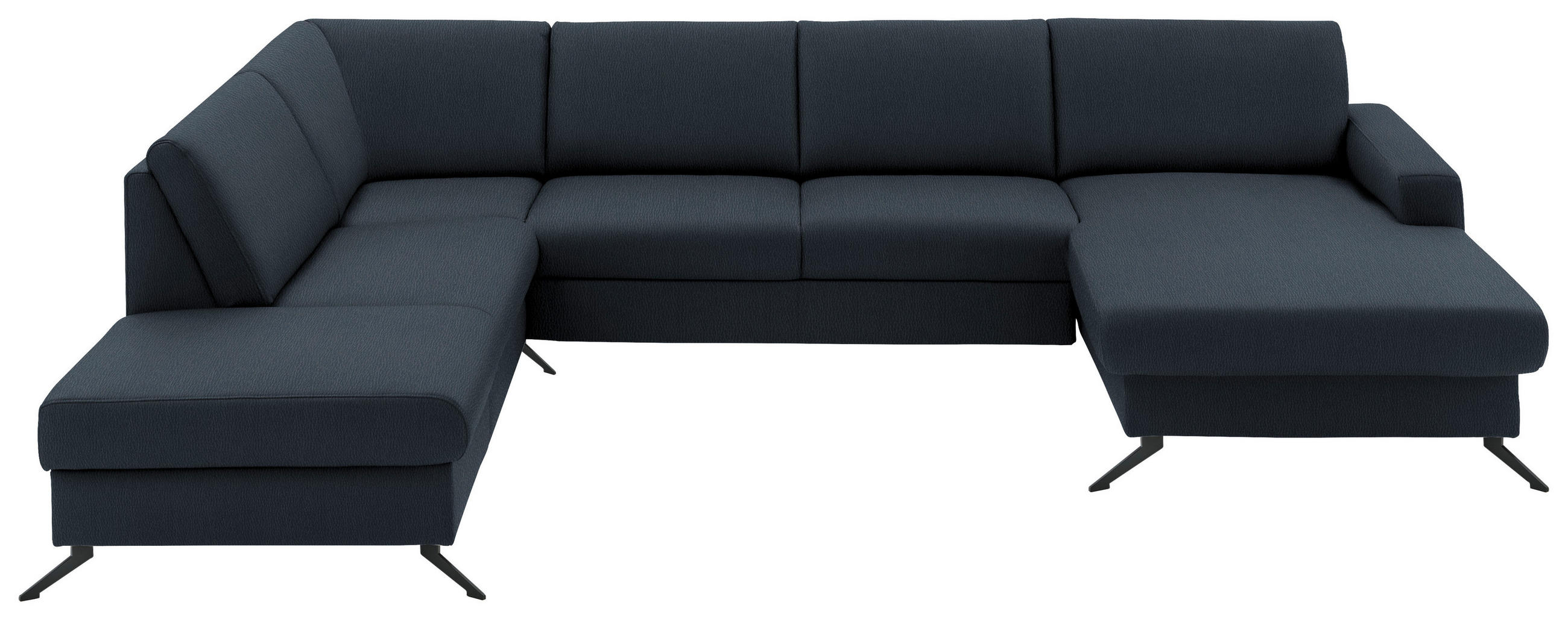 WOHNLANDSCHAFT in Echtleder Dunkelblau  - Schwarz/Dunkelblau, Design, Leder/Metall (233/339/165cm) - Beldomo Premium