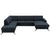 WOHNLANDSCHAFT in Echtleder Dunkelblau  - Schwarz/Dunkelblau, Design, Leder/Metall (233/339/165cm) - Beldomo Premium