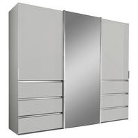 SCHWEBETÜRENSCHRANK  in Weiß  - Chromfarben/Weiß, Design, Glas/Holzwerkstoff (250/236/67cm) - Novel