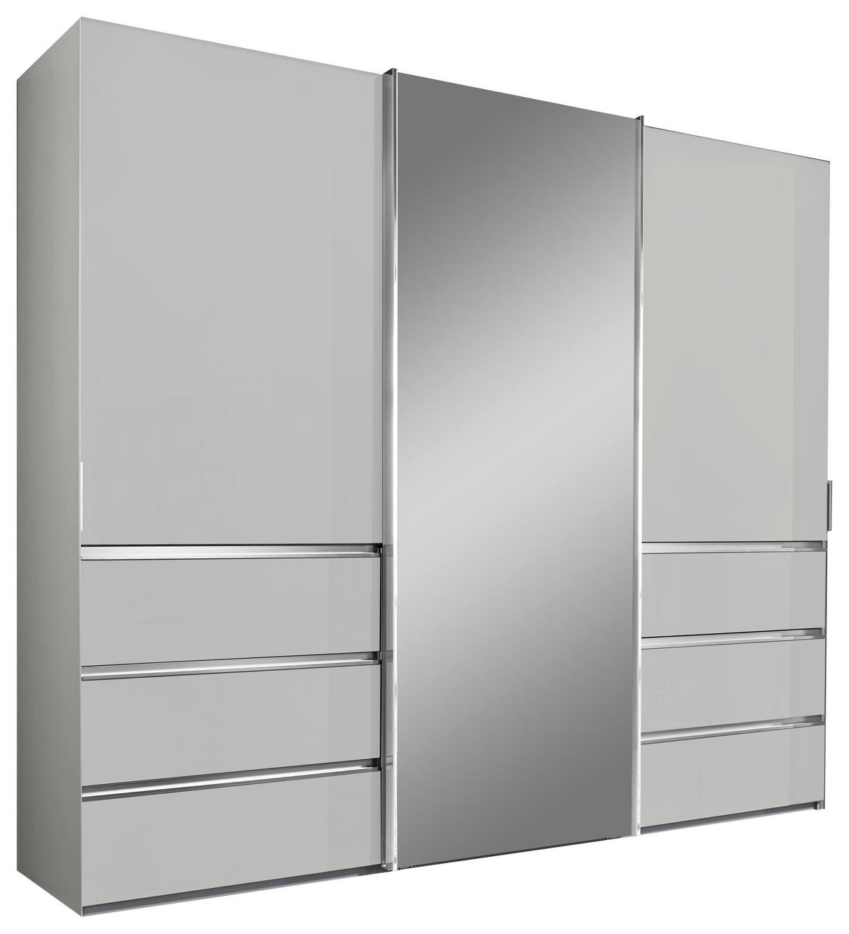 SCHWEBETÜRENSCHRANK  in Weiß  - Chromfarben/Weiß, Design, Glas/Holzwerkstoff (250/236/67cm) - Novel