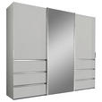 SCHWEBETÜRENSCHRANK 250/236/67 cm 3-türig Weiß  - Chromfarben/Weiß, Design, Glas/Holzwerkstoff (250/236/67cm) - Novel