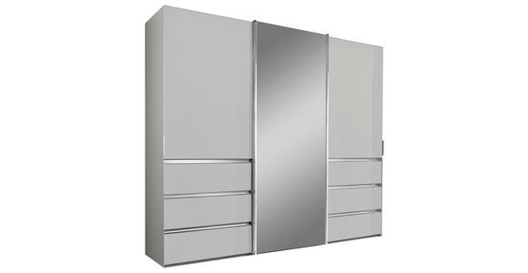 SCHWEBETÜRENSCHRANK 250/236/67 cm 3-türig Weiß  - Chromfarben/Weiß, Design, Glas/Holzwerkstoff (250/236/67cm) - Novel