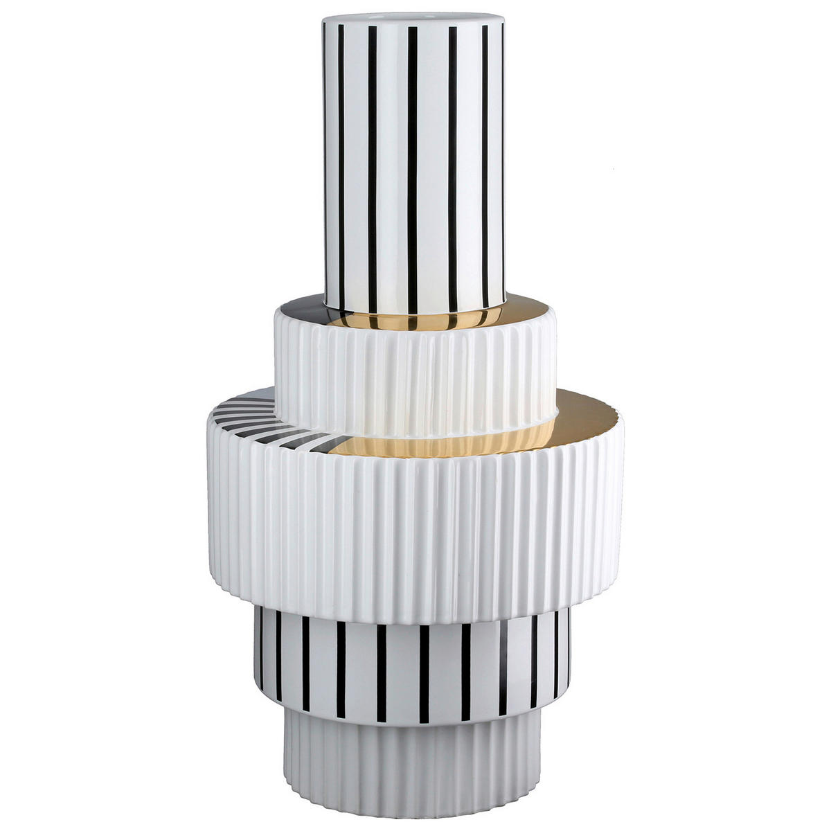 BODENVASE LIVELLO  - Schwarz/Weiß, Basics, Keramik (24/48cm)
