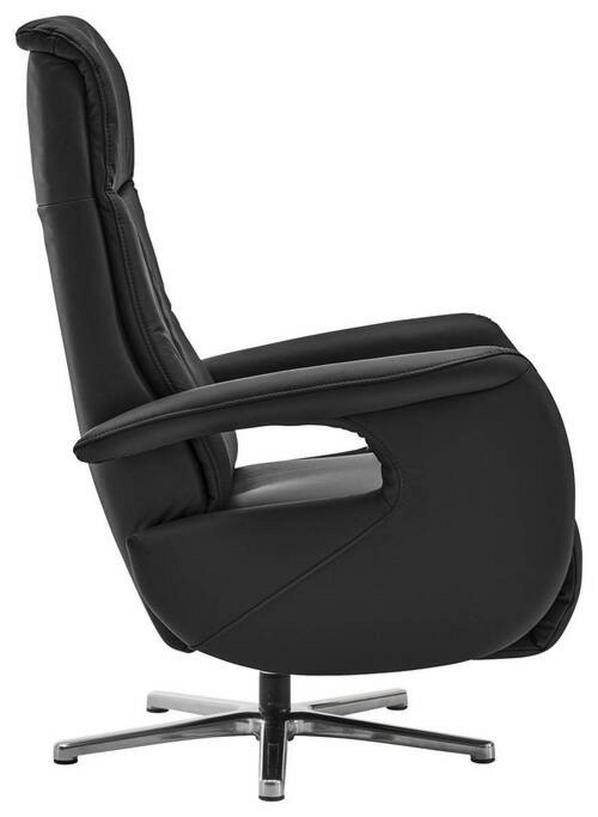 RELAXSESSEL Echtleder Relaxfunktion, Kopfteilverstellung    - Chromfarben/Schwarz, Design, Leder/Metall (71/110/83cm) - Beldomo Speed