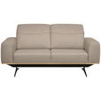 3-SITZER-SOFA  in Echtleder Beige   - Beige/Schwarz, Design, Leder/Holz (205/76-97/102cm) - Novel