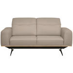 3-SITZER-SOFA in Leder Beige  - Beige/Schwarz, Design, Leder/Holz (205/76-97/102cm) - Novel