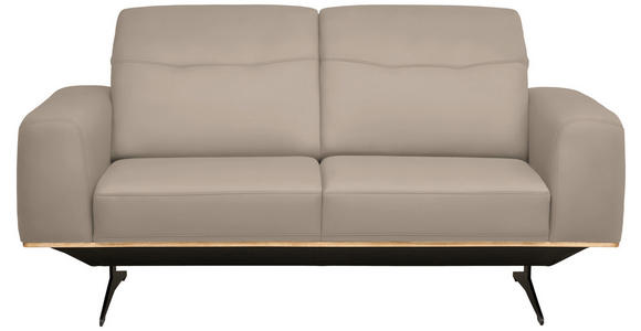 3-SITZER-SOFA  in Echtleder Beige   - Beige/Schwarz, Design, Leder/Holz (205/76-97/102cm) - Novel