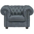 CHESTERFIELD-SESSEL - Wengefarben/Graublau, LIFESTYLE, Holz/Textil (115/76,5/96cm) - Landscape