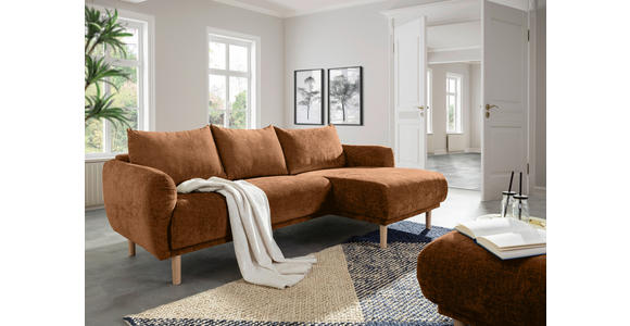 ECKSOFA Rostfarben Flachgewebe  - Rostfarben/Buchefarben, KONVENTIONELL, Holz/Textil (230/144cm) - Carryhome