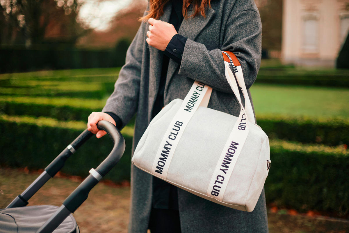 WICKELTASCHE Mommy Club Signature off white Canvas  - Creme/Weiß, KONVENTIONELL, Kunststoff/Textil (38/21/27cm) - Childhome