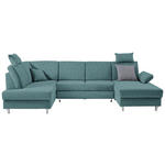 WOHNLANDSCHAFT  in Webstoff Türkis  - Türkis/Silberfarben, KONVENTIONELL, Holz/Textil (186/322/167cm) - Cantus