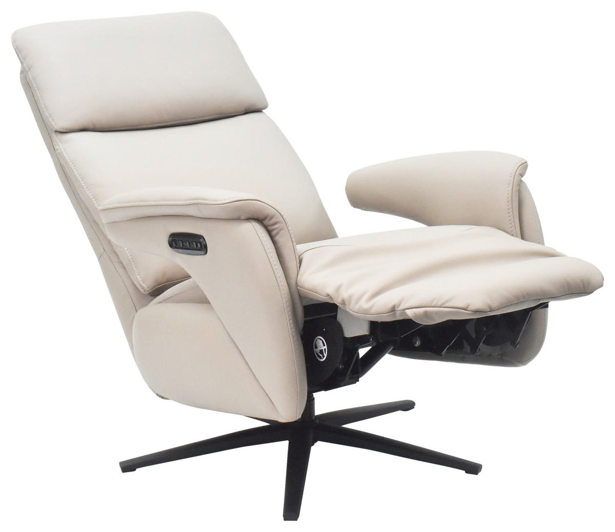 RELAXSESSEL Jessica beschichtet Kombination Echtleder/Lederlook    - Hellgrau/Schwarz, Design, Leder/Textil (74/100/89cm) - Cantus
